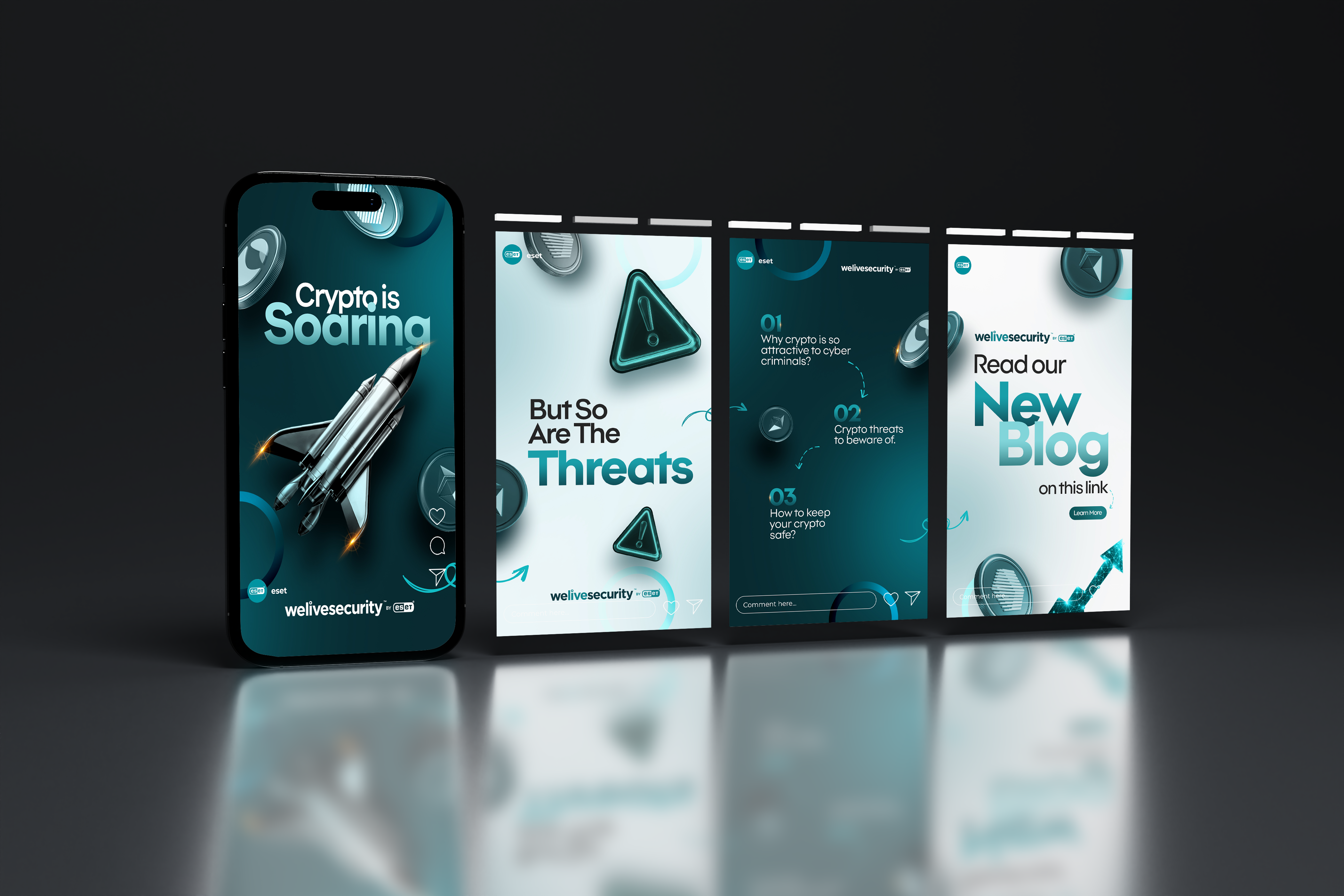 ESET welivesecurity, crypto carousel, vizuálny experiment (3D mockup)